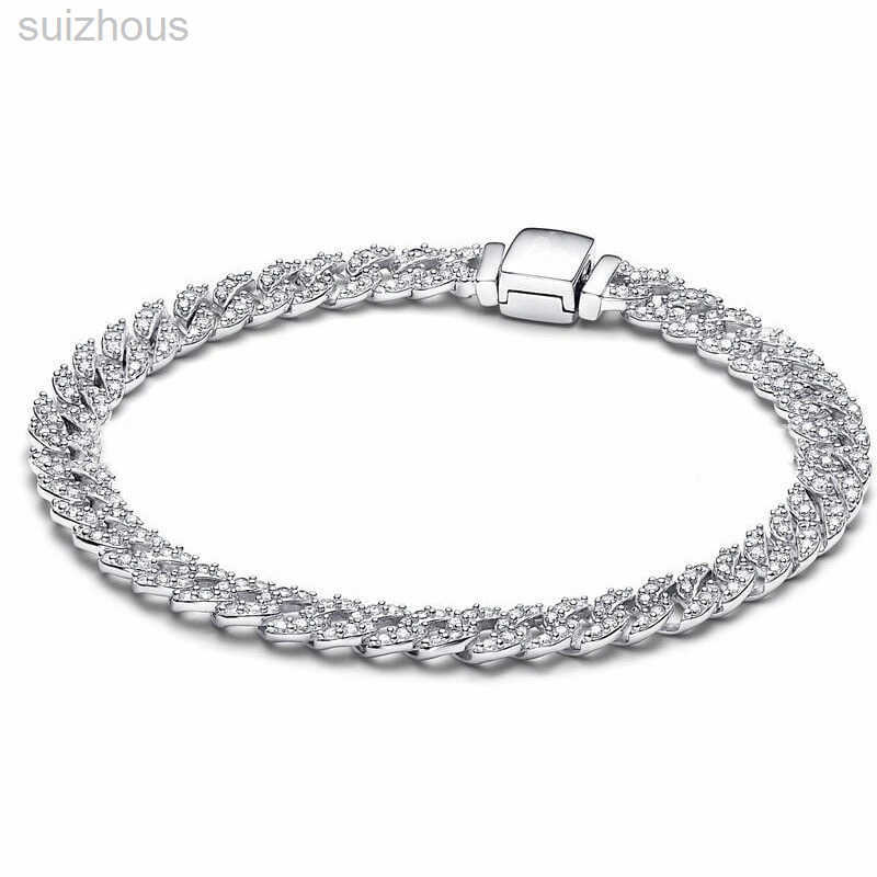 Sterling Silver Hiphop S925 Cuban Miami Chain Bracelets Men Women with BOX Authentic Birthday Gift Christmas Jewelry BR049