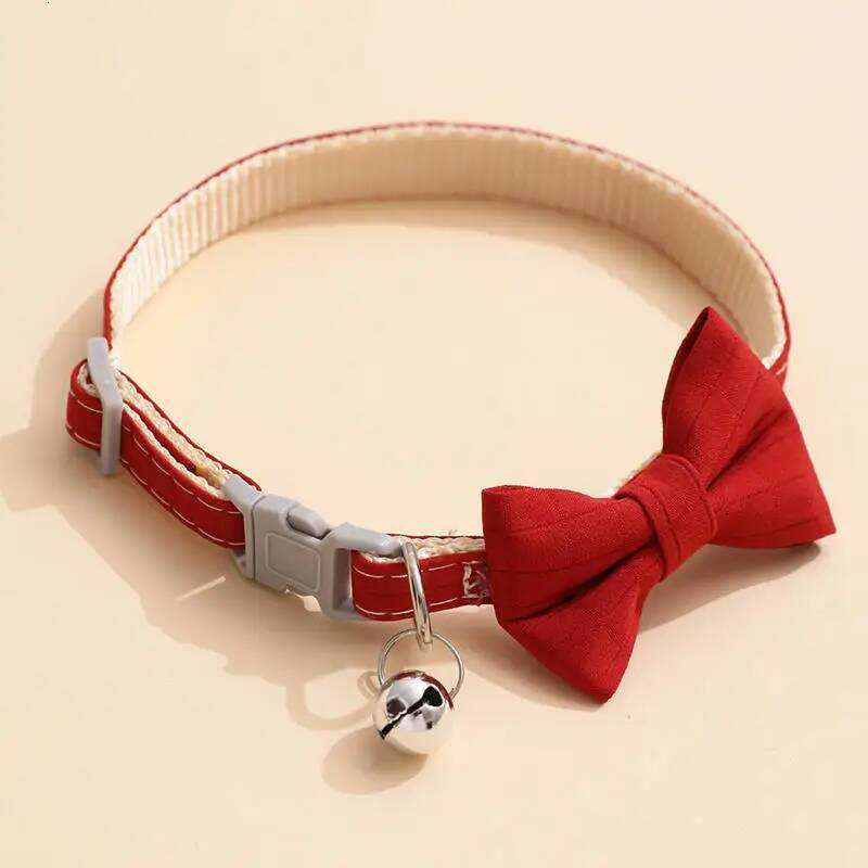 Solid Color Bowknot Puppy Chihuahua Adjustable Cats Accessories Safety Bell Tie Bow Buckle Pets with Collar New
