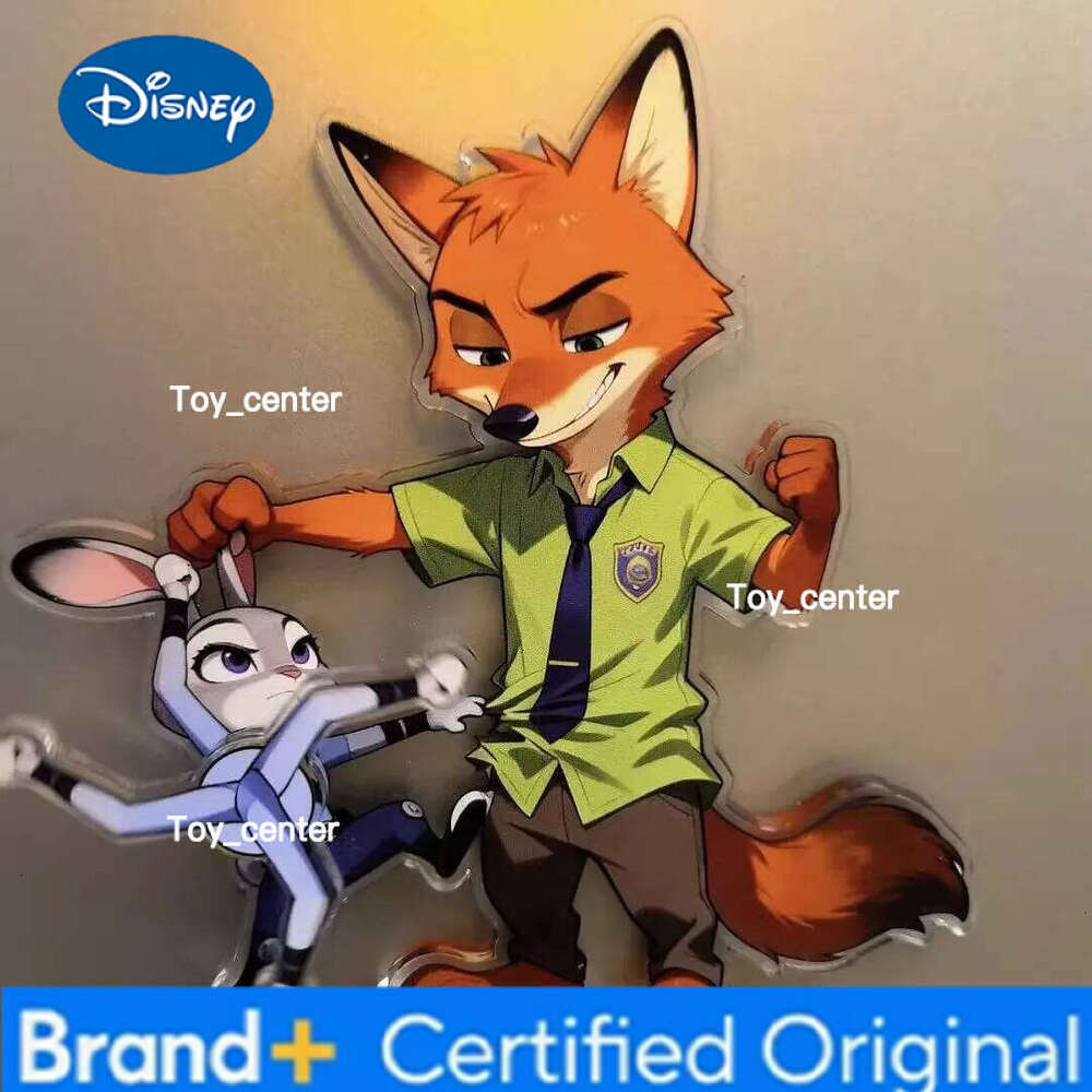 Disney Cartoon Character Acrylic Rotating Flat Fridge Magnet Zootopia Officer Judy Hopps Nick Wilde Creative Home Decor Sticker Funny H260123