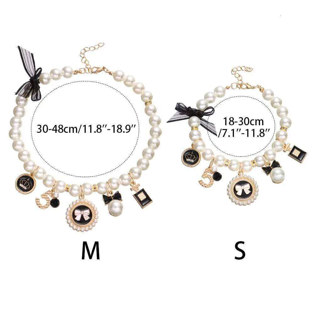 Jewelry Cute Dog Cat Princess Bow Necklace Pet Pearl Collar Adjustable