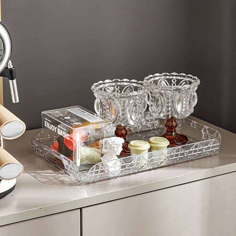 Water Light Luxury High-end High Aesthetic Tea Set Home Decoration Household Rectangular Storage Tray Cup