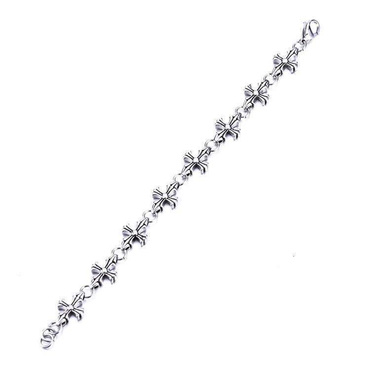 Cross Flower Link Bracelet Street Hip-Hop Retro Versatile for Men and Women Couples Fashion Accessories Daily Wear Jewelry
