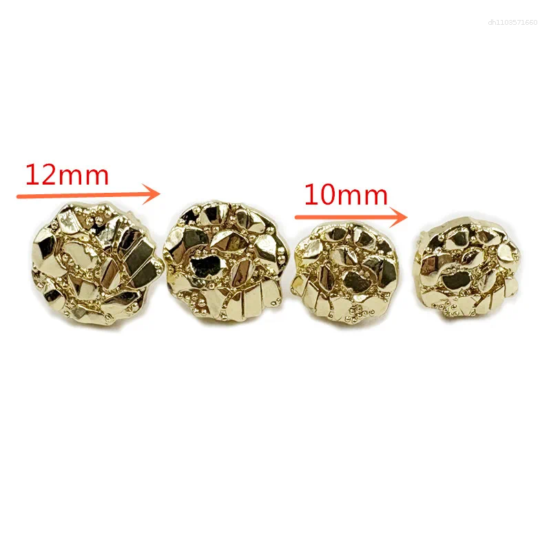 Stud Earrings 14k Gold Plated 12mm Round For Men And Women Fashion Jewelry Irregular Geometric Shape Nugget
