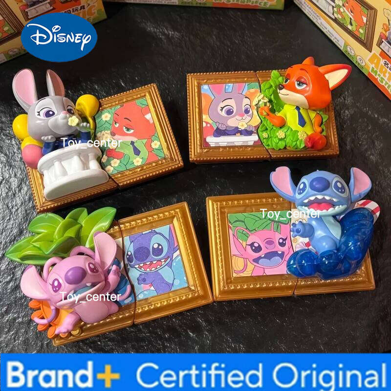 Disney Zootopia Stitch Art Famous Paintings Series Blind Box Nick Judy Figure Refrigerator Magnet Room Decorate Cute Gift H2601231