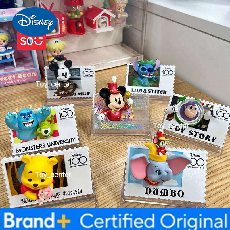 Disney Genuine Anime Mickey Anniversary Retro Stamp Blind Box Fridge Magnet Collection Decoration Birthday Gift H260123