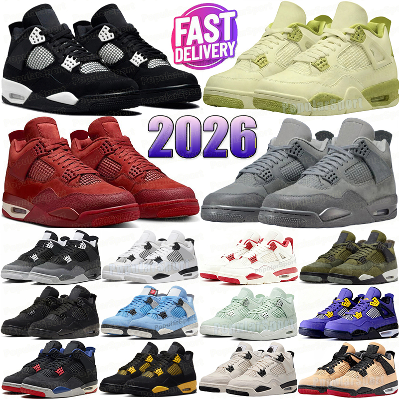 With box 4 basketball shoes for men women 4s sneakers Military Black Cat Pine Green Seafoam White Oreo Red Thunder Unc Bred Seafoam Navy Olive Sail Mens Trainers Sports