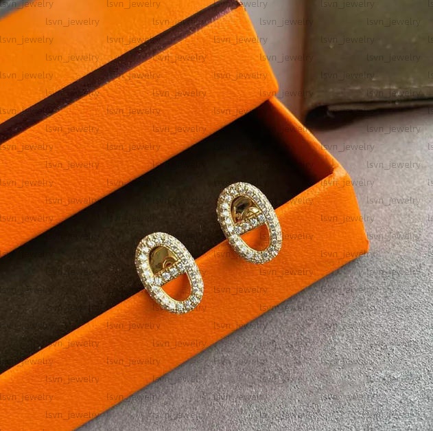 Luxury H Brand Classic Stud Earrings with Shining Crystal Diamond Charm Fashion Engagement Ear Rings Designer Earring Lady Wedding