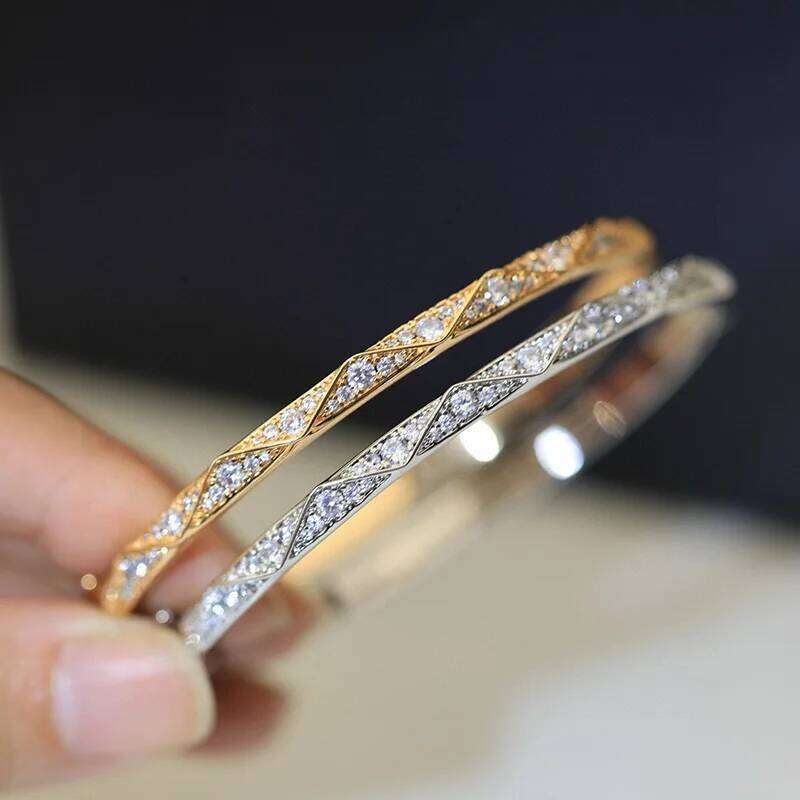 Luxury Brand Pure 925 Sterling Silver For Women Wave Bangle Rose Gold Diamond Design Wedding Jewelry Engagement Bracelet Z260123