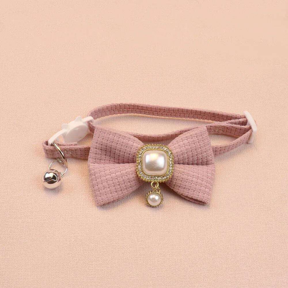 Pet decorations: cat bell, pearl pendant, bowknot, cotton fabric, dog collar, cat neckband