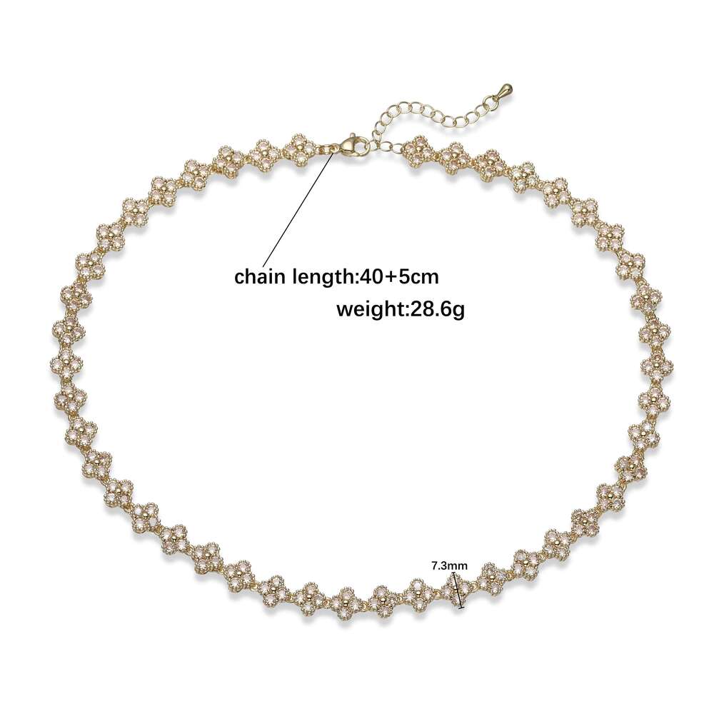 HECHENG, Colorful Flower CZ Stone Copper Metal Bracelet/Necklace with Lobster Clasp, Adjustable, Minimalist Romantic Jewelry Z260123