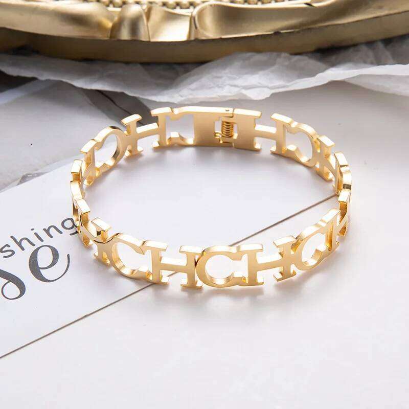 Women's Stainless CH Spring - Titanium Steel Hollow Letter Bracelet | Fashion Jewelry Z260123