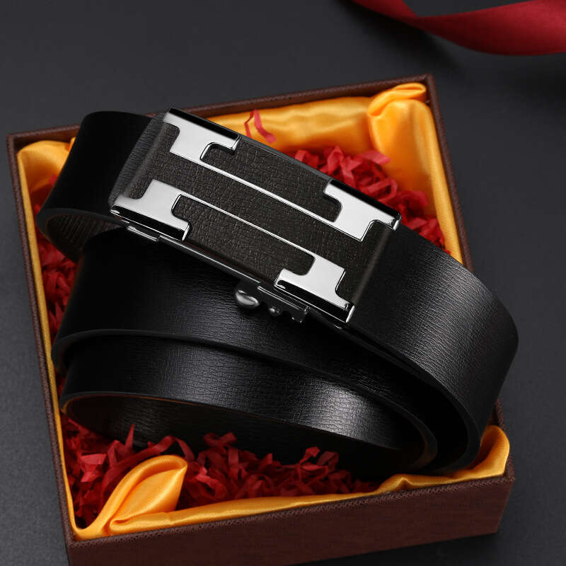 New Men's Automatic Buckle Genuine Leather Cowhide Middle-Aged And Young High-End Versatile Business Trendy Belt For Men