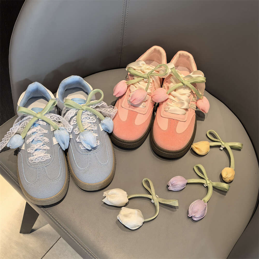Korean Version New Ballet Style Tulip Shoelace Decorative Flower Girl Heart Pearl Crystal Bowknot Shoe Buckle