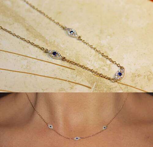 2018 Fine silver jewelry minimal delicate cz Turkish evil eye charm dainty choker collarbone adorable women girl chain necklace Z260123