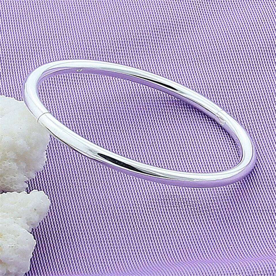 Fashion Female 925 Sterling Silver Simple Solid Smooth Bracelet Bangle For Women Charm Jewelry Party Birthday Gifts Z260123
