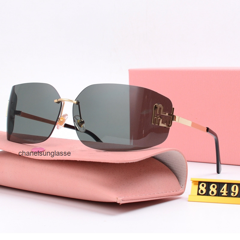 luxury sunglasses women's designer rimless mu alphabet glasses sunshade men's sports 6SKB miumiue miumiu miu miu muimuu mui mui 4A0B VDAM QFUN