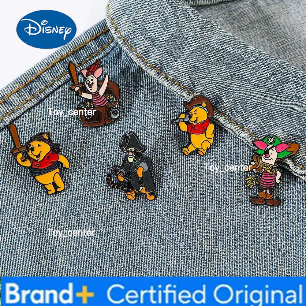 Disney 5 Pcs Anime Cartoon Creative Pirate Pooh Funny Personality Metal Versatile Alloy Brooch Refrigerator Magnets Decorative Gift H260123