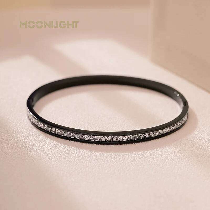 MOONLIGHT Women's Luxury Brand Titanium Steel Bracelet Classic Round Cubic Zirconia Bangle Fashion Couple Accessories Z260123