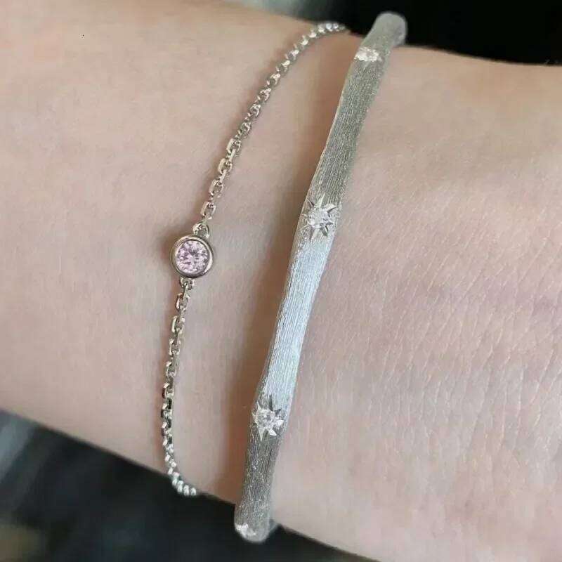 vintage Octagonal star wire drawing shiny bangles silver 925 exquisite light luxury bracelet for women engagement fine jewelry Z260123