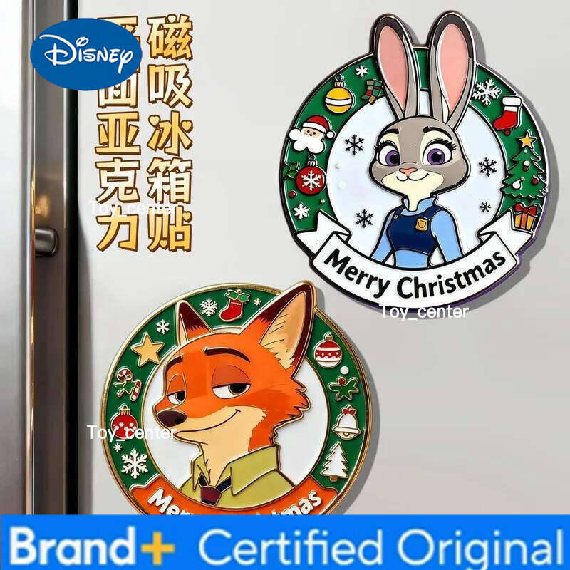 Disney Zootopia Cartoon Nick Judy Magnetic Fridge Magnet Christmas Design High Aesthetic Value Acrylic Material Toy Collectible H26012311