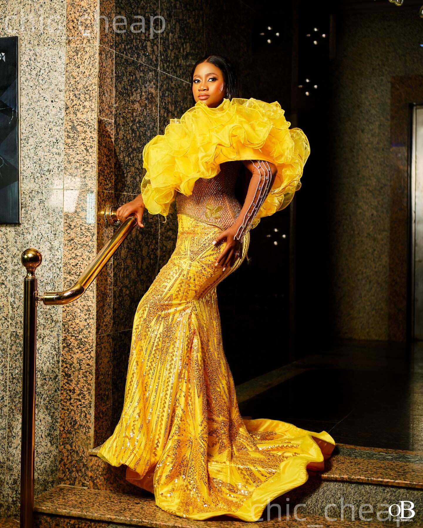Aso Ebi Yellow Mermaid Prom Dresses 2026 Illusion Beaded Tiers Sequined Evening Formal Party Second Birthday Reception Gowns Dress For Special Occasio