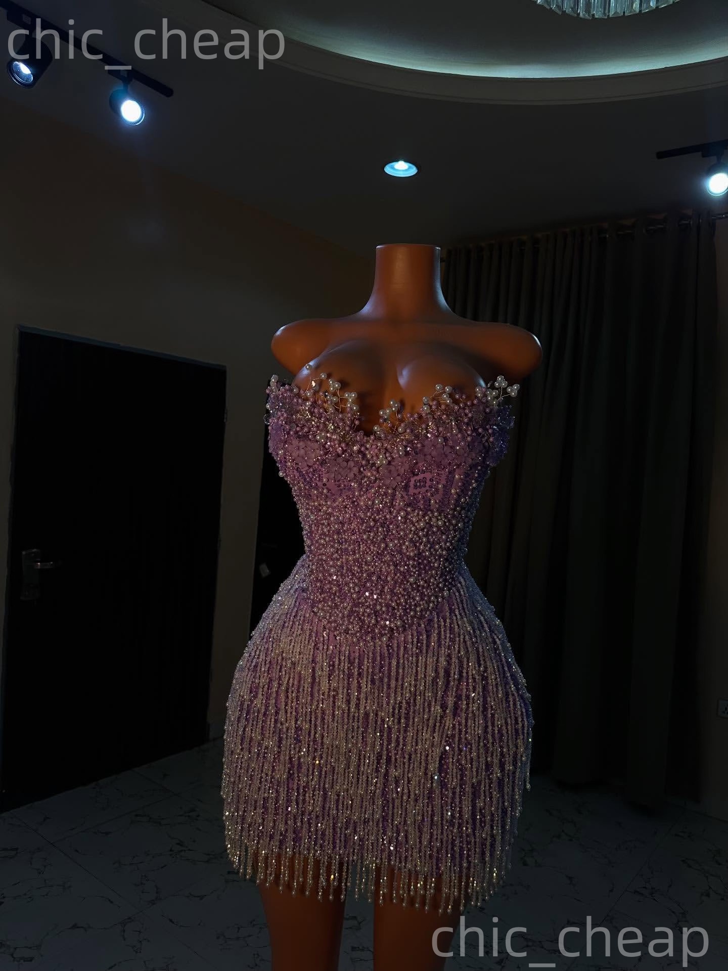 Chic Lilac Sheath 2026 Cocktail Dress Sweetheart Crystals Pearls Tassels Short Mini Graduation Homecoming Dresses For Special Occasions Sweetheart Gow