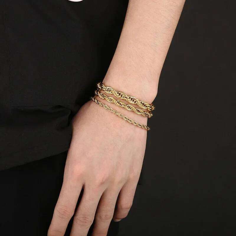 Waterproof Stainless Steel Bracelets Chain Hip-hop Men's and Women's Fried Dough Multi Size Twisted Rope Party Jewelry 26H0123