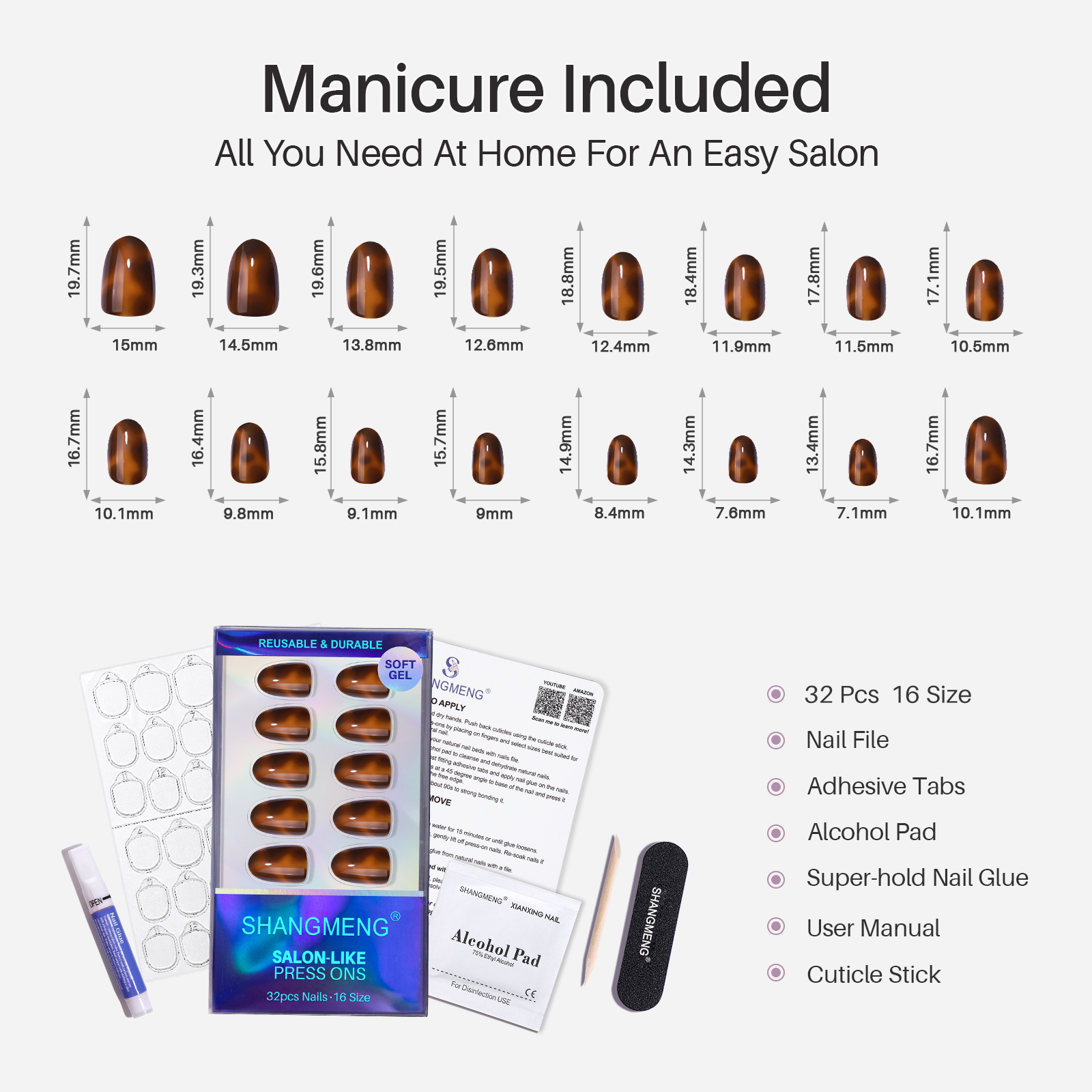 Tortoise Shell Brown Oval Nails Press on