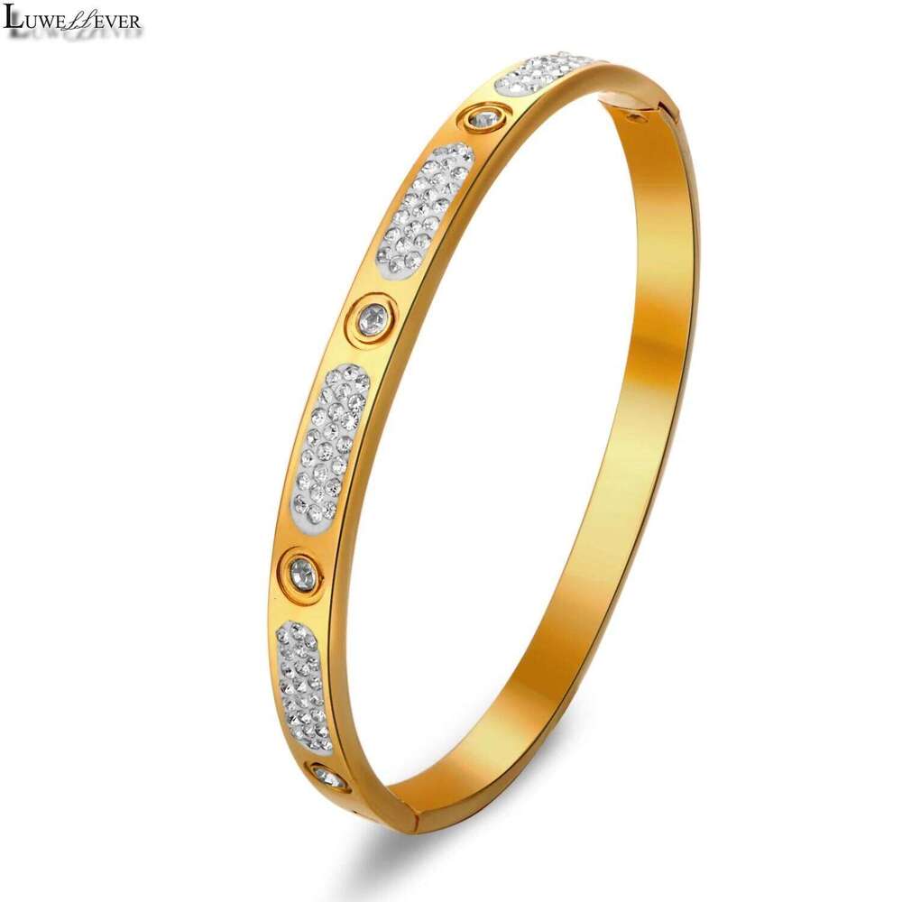 Rhinestone Stainless Steel 120 Bracelet Simple High-End Solid Color Non-Fading Cuff Bangle Minimalist Dainty Women Jewelry Gift Z260123