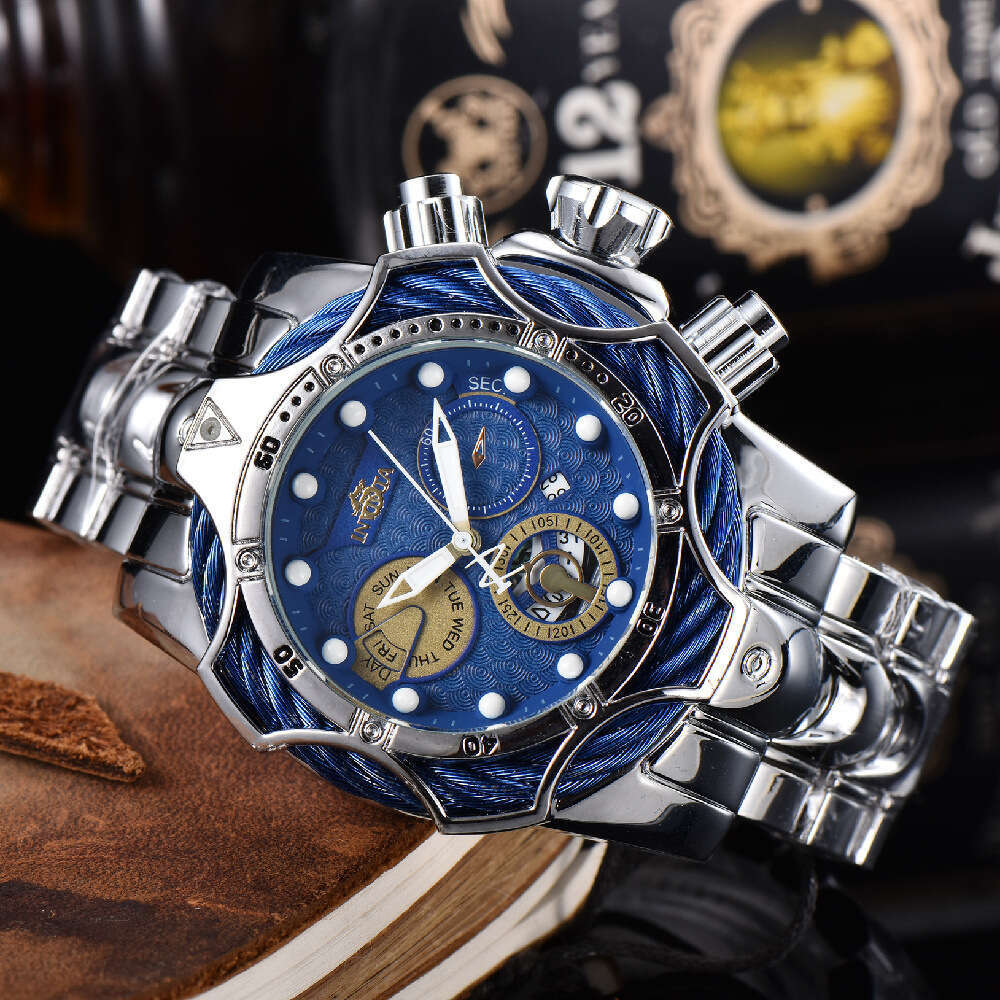 Independent Station Cross-Border Hot Sale Wish Foreign Trade INVIC Men's Watch Large Dial Steel Band Sports Wristwatch