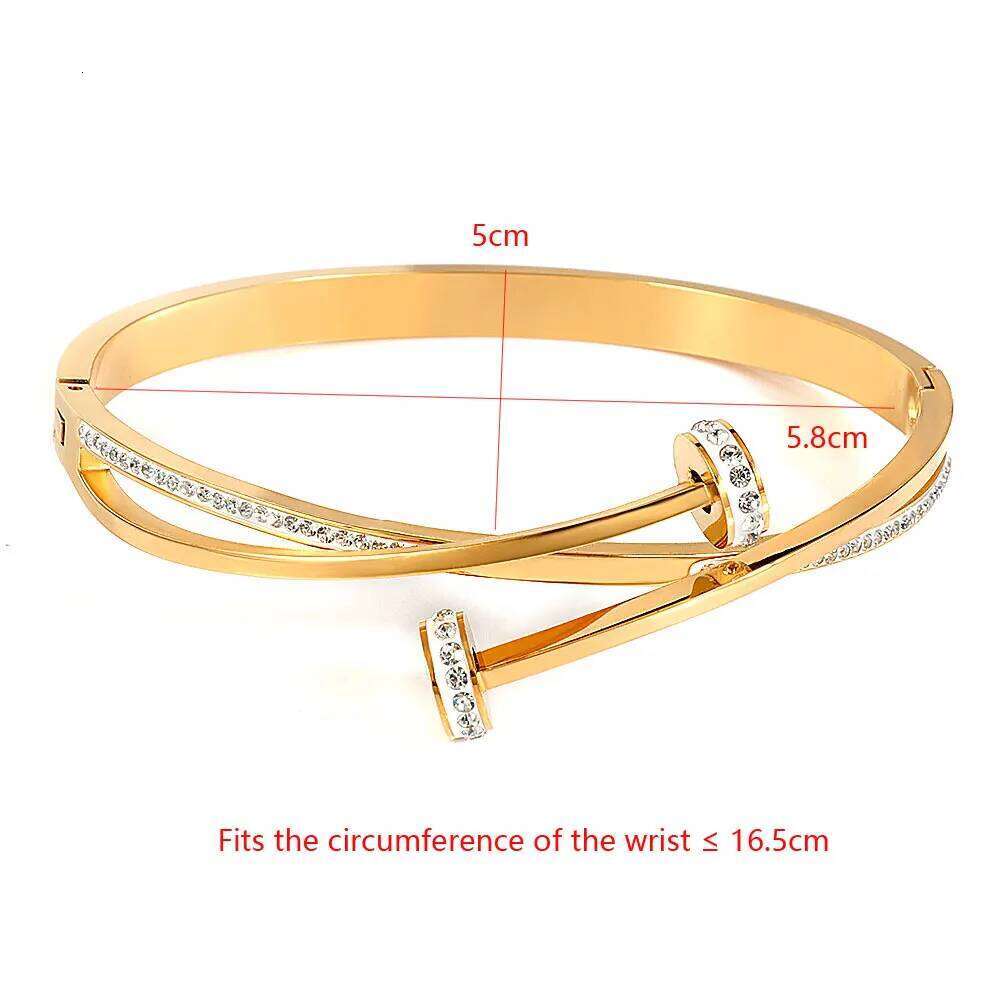 FYSARA Unique Double Crystal Nail Head Cross Stainless Steel Bracelet For Woman Love Wedding Gift Bangle Jewelry Wholesale Z260123