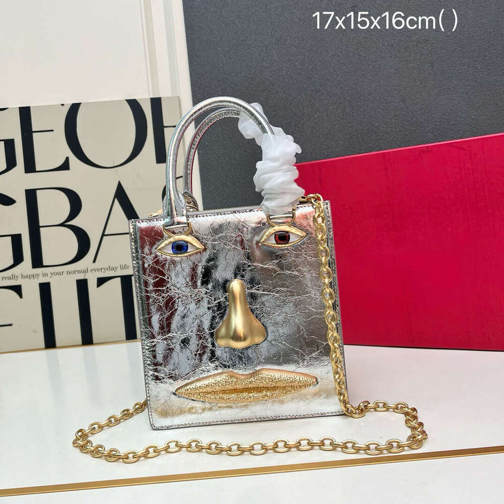 Mini Face Bag Women High Quality Black Leather Luxury Brands Handbag Jewelry Eyes Gold-Tone Metal Shoulder Strap Crossbody Bags Kl928