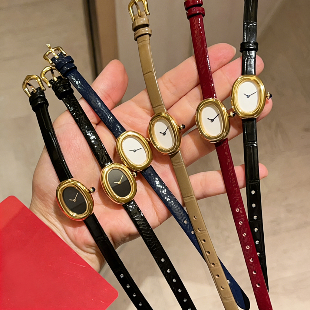 Luxury Designer Watche Mini Baignoireca Watch Top Quality Womens Fashion Quartz Oval Watches with Real Leaer Strap Classic Red Box Packing