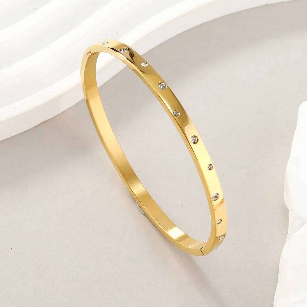 Titanium Buckle O-type Bracelet Does Not Fade Light Luxury Ten Zircon Diamond Stainless Steel Bangles Jewelry for Women Z260123