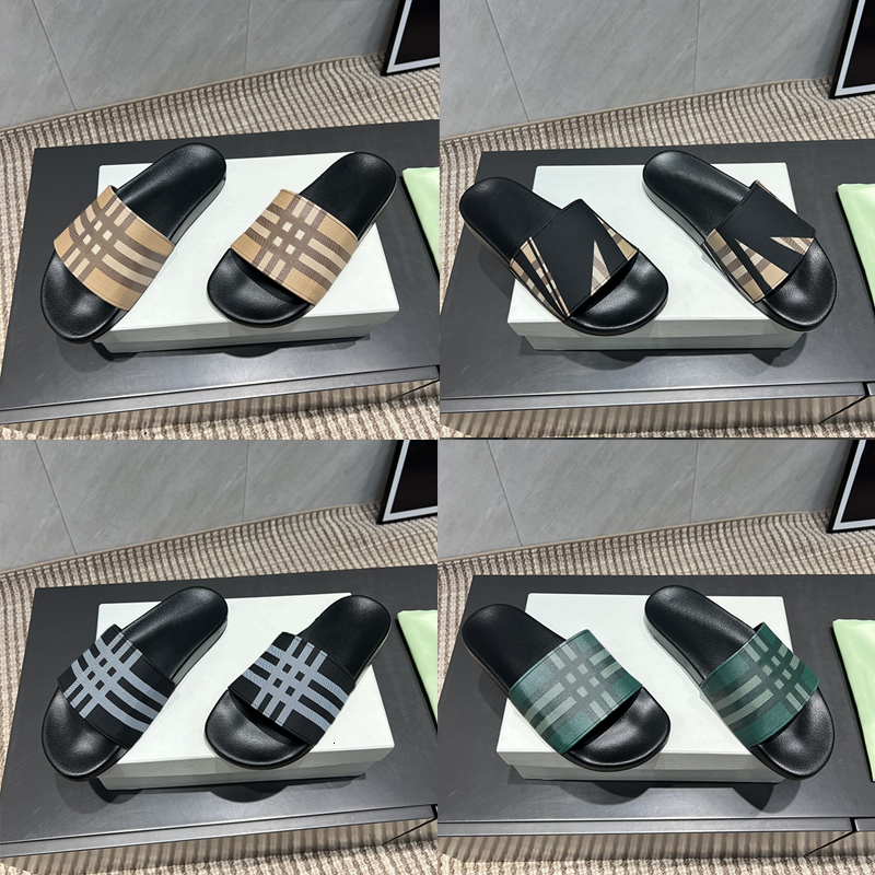 Designer Check Slides Summer Beach Slippers Vintage Printing Slider Men Classic Sandals 1031