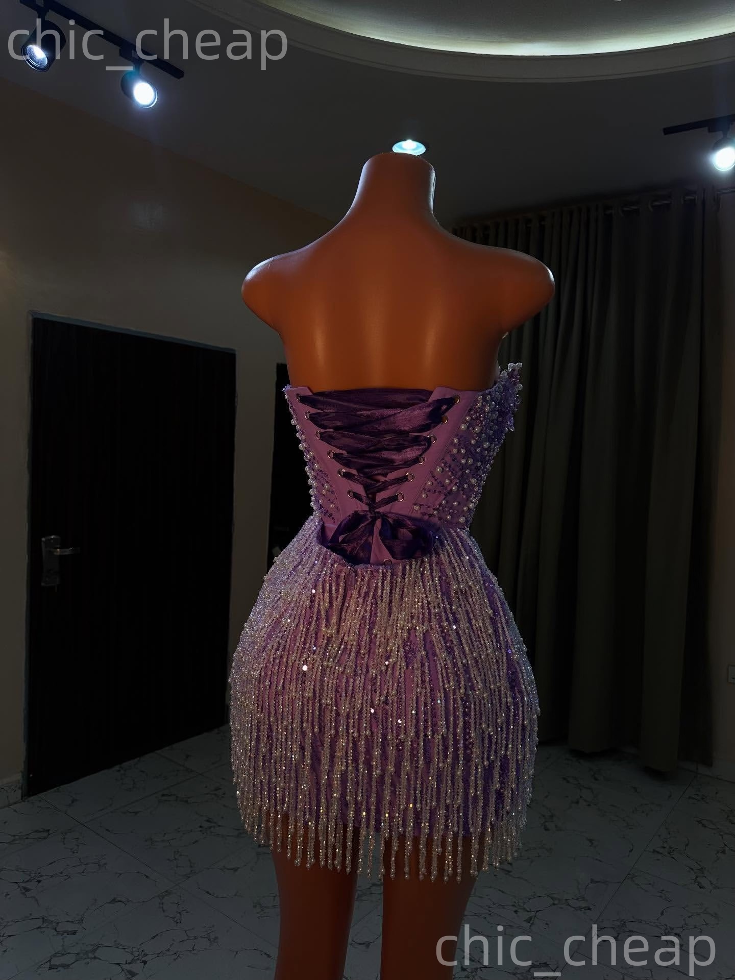 Chic Lilac Sheath 2026 Cocktail Dress Sweetheart Crystals Pearls Tassels Short Mini Graduation Homecoming Dresses For Special Occasions Sweetheart Gow