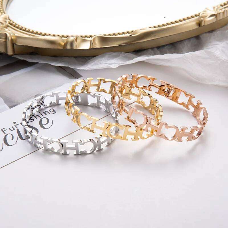 Women's Stainless CH Spring - Titanium Steel Hollow Letter Bracelet | Fashion Jewelry Z260123