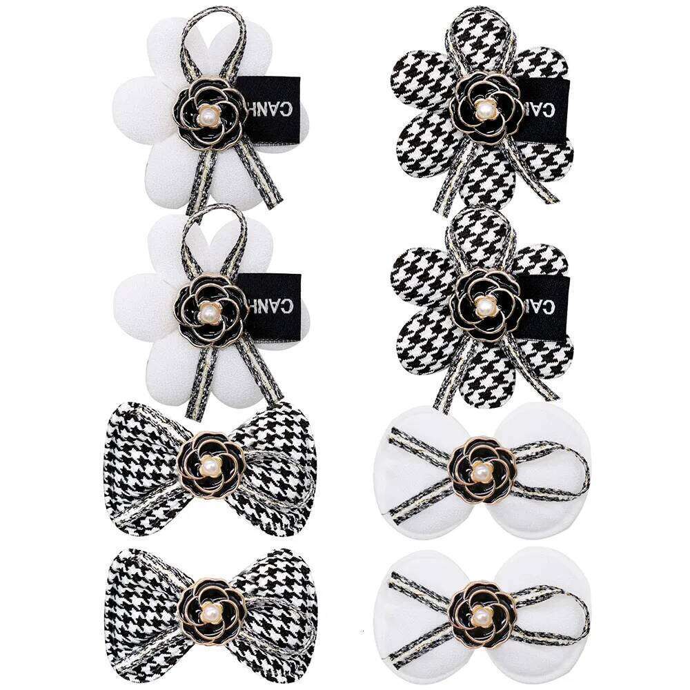Houndstooth Bowknot Flower Dog Hair Accessory Hair Tie Small Fragrance Headband Rubber Band Hairpin Head Ornament Accessory