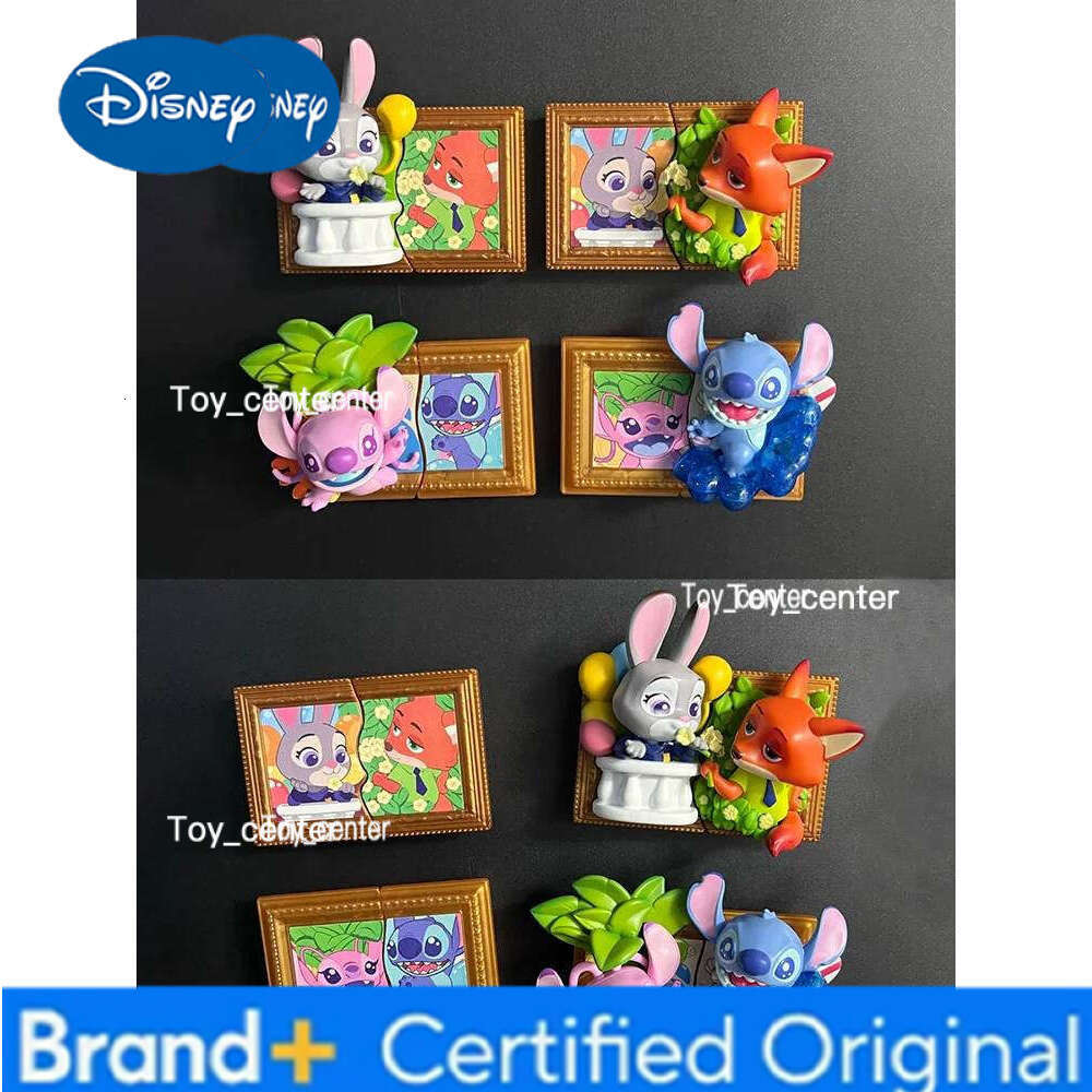 Disney Miniso Collection Famous Painting Magnetic Toys Blind Boxes Movie Peripheral Figurines Nick Judy Stitch Desktop Ornament H260123