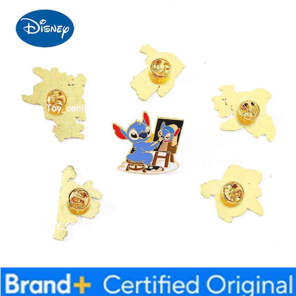 Disney 6 Pcs Cute Cartoon Creative Stitch Metal Badge Enamel Brooch Men's and Women's Clothing Bag Accessories Decorative Pin Souvenir H2601