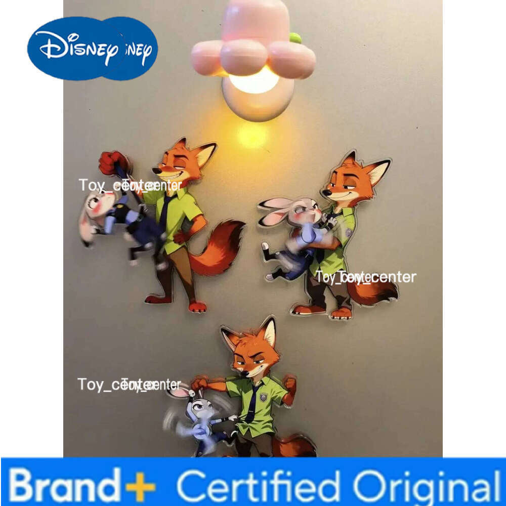 Disney Zootopia 2 Anime Peripherals Rotating Arm Refrigerator Sticker Rabbit Judy Figure Beat Fox Nick Sence Acrylic Funny Toys Gifts H260123