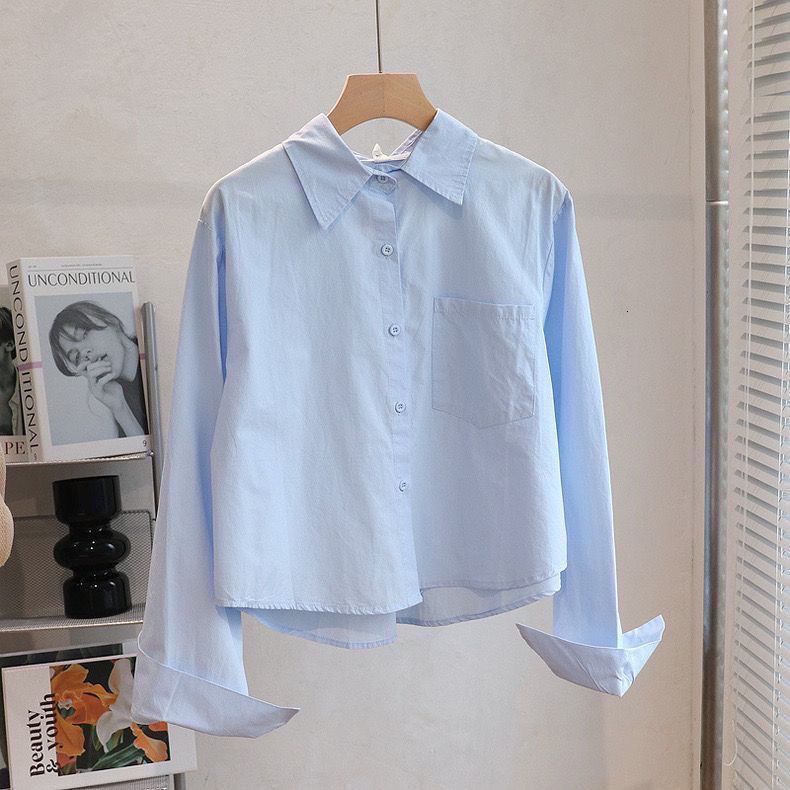 Spring and Autumn Short Shirt for Women New Small Size Inner and Outer Wear Student Shirt Long Sleeve Stylish French Top Trendy