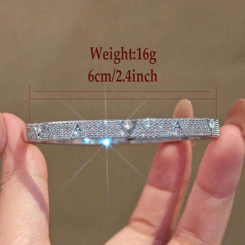 ANENJERY Gold Silver Color Letter Zircon Bracelet For Women Men Personality Fashion Hip hop Luxury New Jewelry Gifts Wholesale Z260123