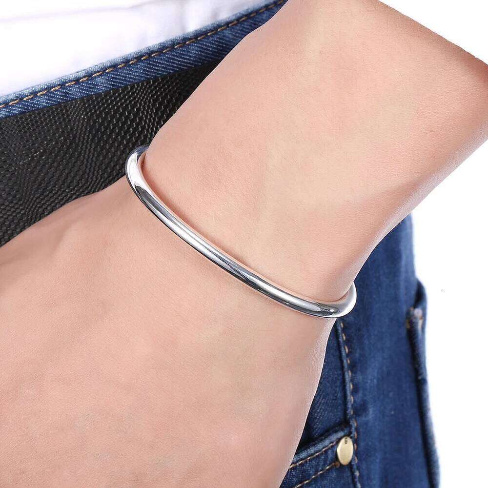 Fashion Female 925 Sterling Silver Simple Solid Smooth Bracelet Bangle For Women Charm Jewelry Party Birthday Gifts Z260123