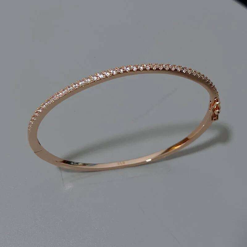 Hot Brand Pure 925 Sterling Silver For Women Spikes Steam-punk A row Zircons Wedding Jewelry Around Rivet Bangle Z260123