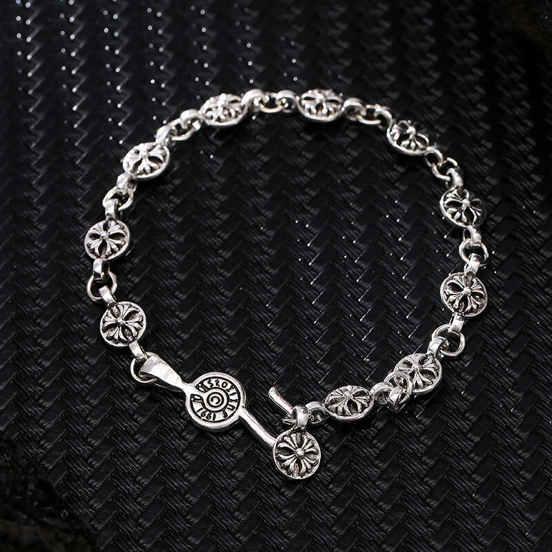 Men's Women's Retro Cross Link Chain Beads bracelets Silver Tone Gothic Punk Daily Wear Jewelry Minimalist
