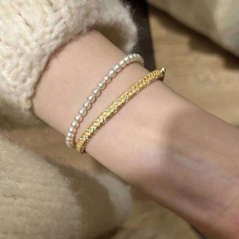 vintage gentle style brushed woven bracelet for women silver 925 inlaid diamonds light luxury exquisite bangles wedding jewelry Z260123