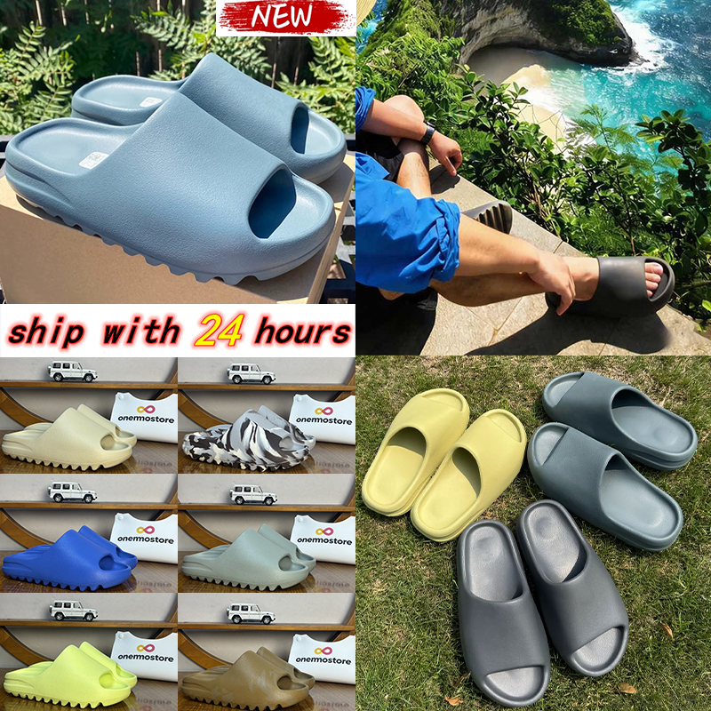 Designer slides for men slippers onyx Bone Azure Flax Slate Grey Granite Ochre glow Resin Grayish Green womens sandals mens solid slide slipper Beach sandals 36-48