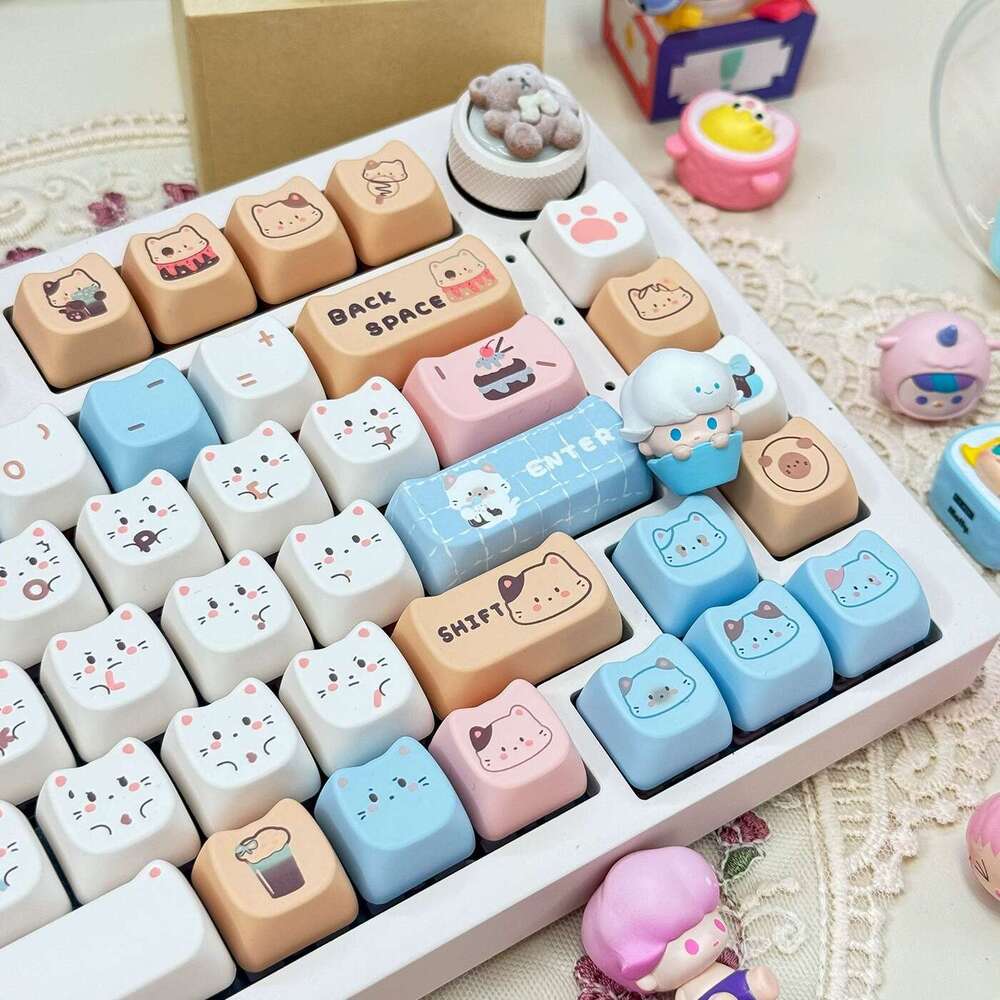 Sea salt cat keycap cat shaped MAO highly cute MAC heat sublimation HI75 HI8 S99 F99 104 F87 Q260123