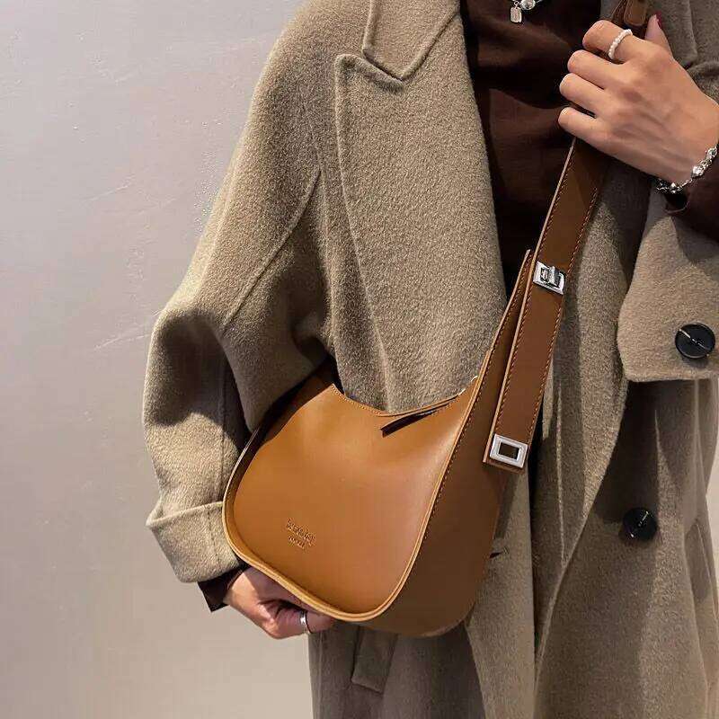 Retro Winter Shoulder For Women Soft Leather Half-moon Crossbody Trendy Brands Armpit Bag Casual Clutcj Handbag